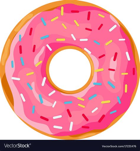 Donut With Pink Glaze Royalty Free Vector Image