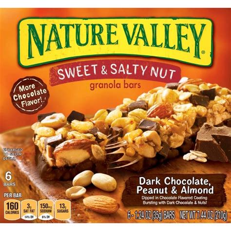 Chewy granola bars, sweet & salty, almond. Nature Valley™ Sweet & Salty Dark Chocolate-Peanut ...