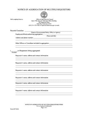 Fillable Online Comptroller Tn Notice Of Aggregation Form Tennessee