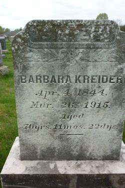 Barbara Knoll Kreider 1844 1915 Mémorial Find a Grave