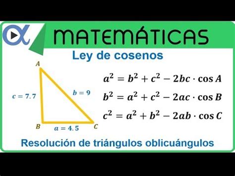 LEY DE COSENOS Resolución de Triángulos Oblicuángulos Encontrar ángulos YouTube