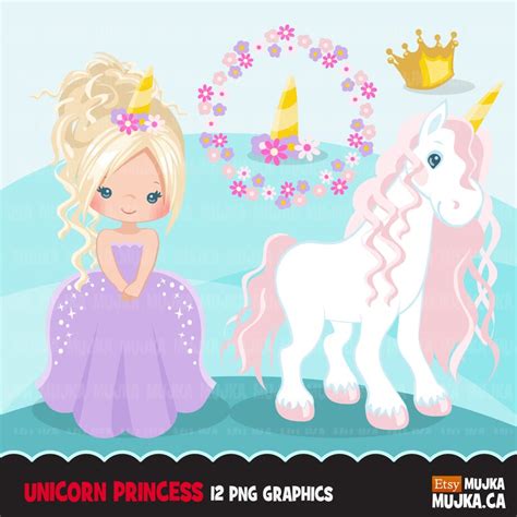 Unicorn Princess Clipart Pink Purple Unicorn Headpiece Etsy Purple