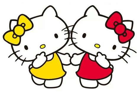 hello kitty red and her twin sister mimmy yellow hello kitty pinterest twin
