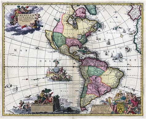 Old Map Of The Americas 1700 Photograph By Dusty Maps Fine Art America