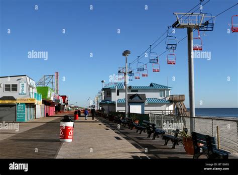 Seaside Heights New Jersey Usa Boardwalk With Chair Lift Ride On The