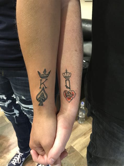 king of spades ♠️ queen of hearts ♥️ queen of hearts tattoo couple tattoos piercing tattoo