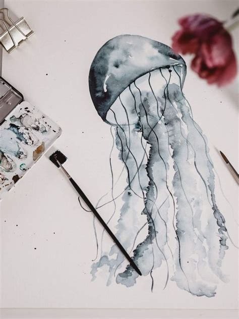Tutorial Aquarell Qualle Watercolor Jellyfish Step By Step