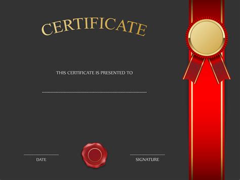 Black Certificate Template With Red Png Image Sertifikat Penghargaan