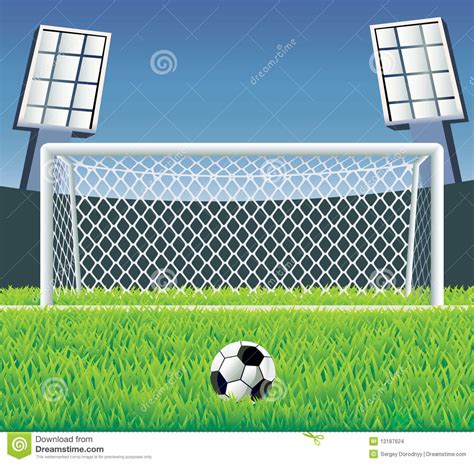 Soccer Goal with Realistic Grass. Stock Vector - Illustration of ...