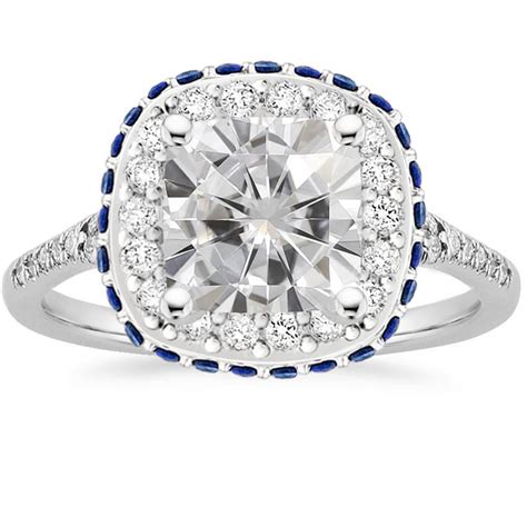 Platinum Moissanite Circa Diamond Ring With Sapphire Accents Ct