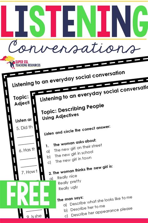 Listening Conversations Describing People Practice For Esl Adults