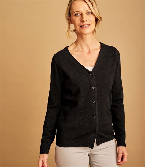 Dark Charcoal Cashmere Merino Classic V Neck Cardigan Woolovers Us