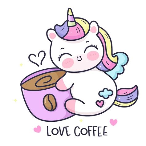 Premium Vector Cute Unicorn Coffee Kawaii Animal