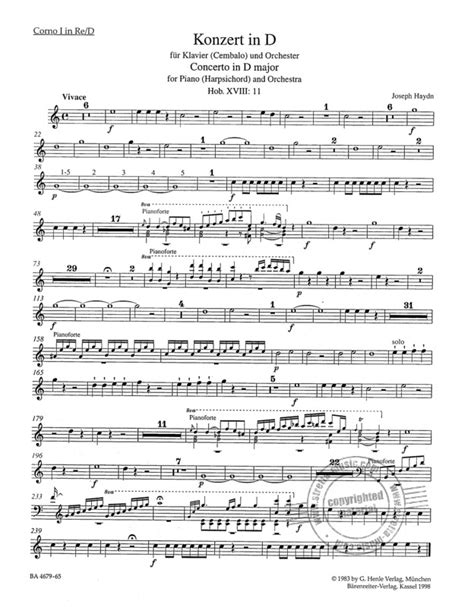 Piano Concerto In D Major Hob Xviii11 From Joseph Haydn Buy Now In