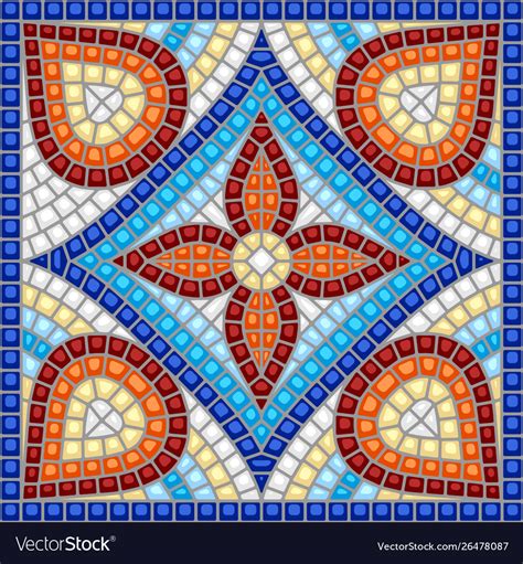 Ancient Mosaic Ceramic Tile Pattern Royalty Free Vector