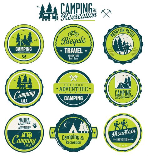 premium vector set of vintage outdoor camp badges