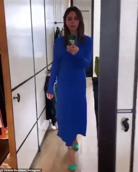 Victoria Beckham Looks Effortlessly Chic In A Bold Blue Midi Dress