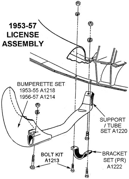 1953 57 License Assembly Diagram View Chicago Corvette Supply