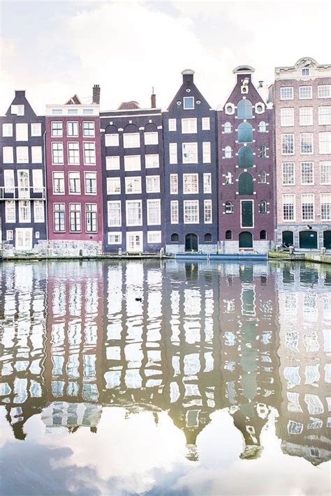 Amsterdam Photography Damrak Reflections Crooked Houses Etsy