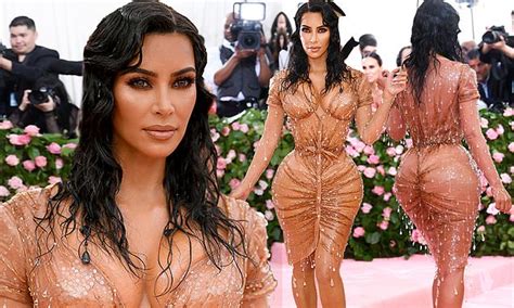 Kim Kardashian Accentuates Her Hourglass Curves In Skintight Caramel