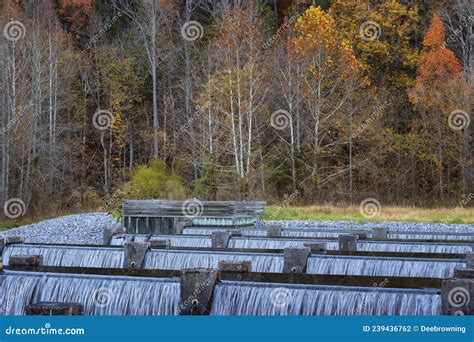 Close Up Of The Weir Dam In The South Holston River In Tennessee Stock