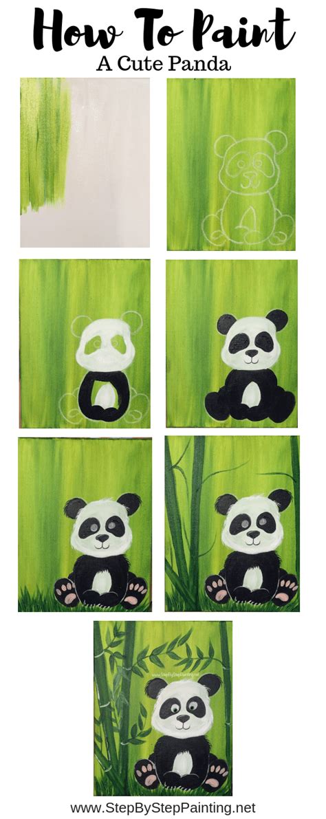 How To Paint A Cute Panda Step By Step Painting Panda Painting Easy