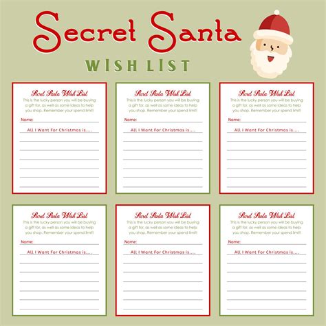 Printable Secret Santa Gift List Template Sample Christmas Letter