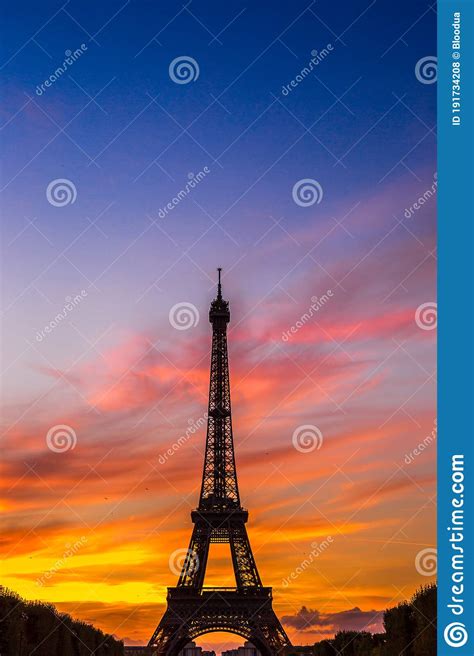 Eiffel Tower At Sunset In Paris Editorial Stock Photo Image Of