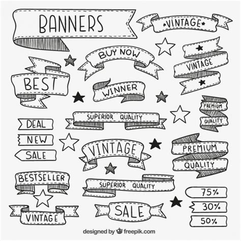 Hand Drawn Banners Free Vector Free Vectors Ui Download