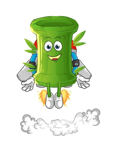 Premium Vector Bamboo With Jetpack Mascot Cartoon Vector