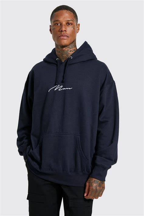 Man Signature Oversized Hoodie Boohoo