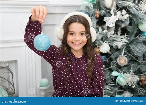 Little Child Girl Likes Xmas Present Christmas Kid Enjoy The Holiday