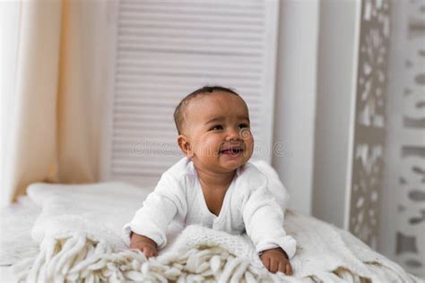 Adorable Little African American Baby Boy Laughing Black People Stock