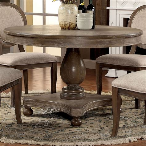 Furniture Of America Chlido Wood 48 Inch Round Dining Table In Rustic Oak