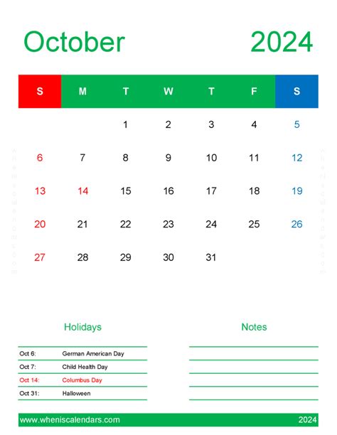 Free Printable October 2024 Calendar Monthly Calendar