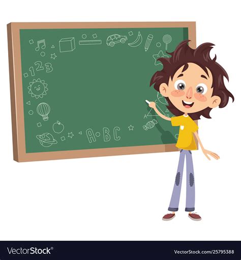 A Kid Writing On Board Royalty Free Vector Image