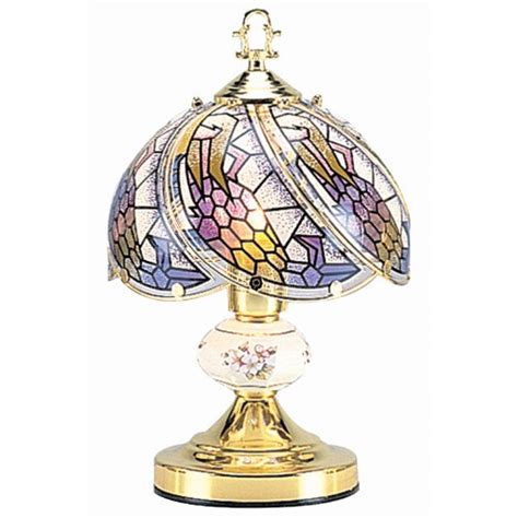 Ok Lighting Ok 606 4g 1425 Inch Touch Lamp With Tiffany Glass Floral