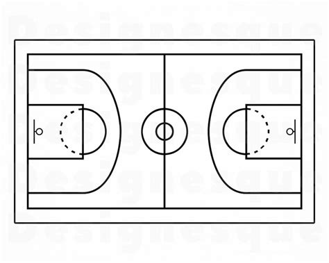 Basketball Court Outline Svg Basketball Svg Basketball Court Etsy