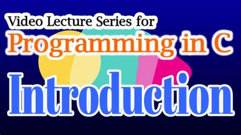 1 C Programming Introduction To Programming And Programming