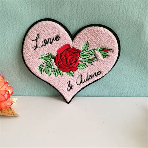 Large Size Chenille Patch Iron On Heart Love Patches Craft Etsy