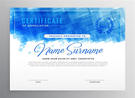 Abstract Blue Diploma Certificate Design Download Free Vector Art