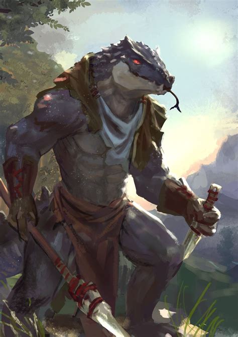 Lizard Man Branch Character Art Dungeons And Dragons Characters