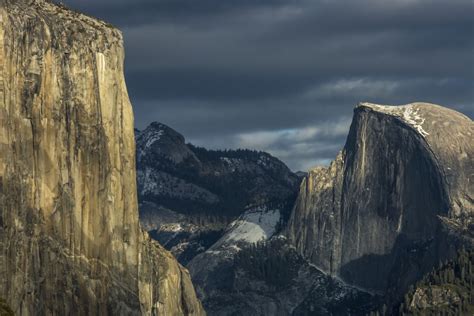 El Capitan And Half Dome In Late Afternoon Winter Light As Seen From