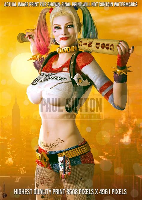 Harley Quinn Sexy Margot Robbie Suicide Squad Dc Comic A3 Signed Print Gotham Ebay