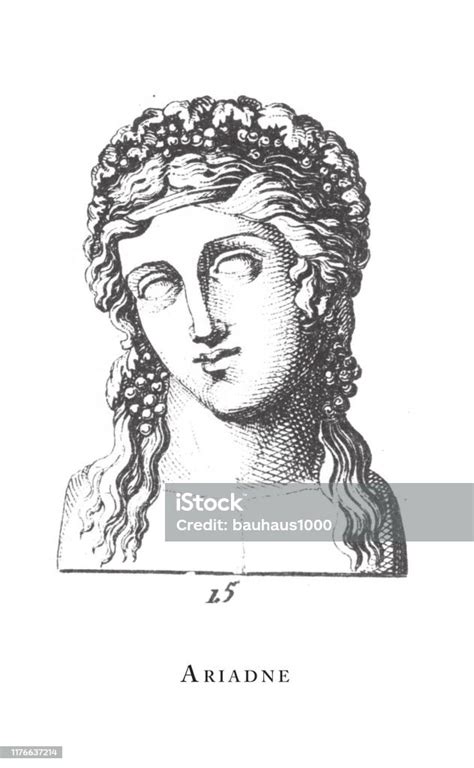 아리아드네 고전 신과 신화 캐릭터 조각 골동품 그림 출판 1851 아프로디테 그리스 여신에 대한 스톡 벡터 아트 및 기타 이미지