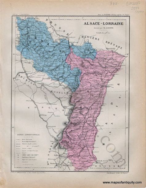 Alsace Lorraine Antique Maps And Charts Original Vintage Rare
