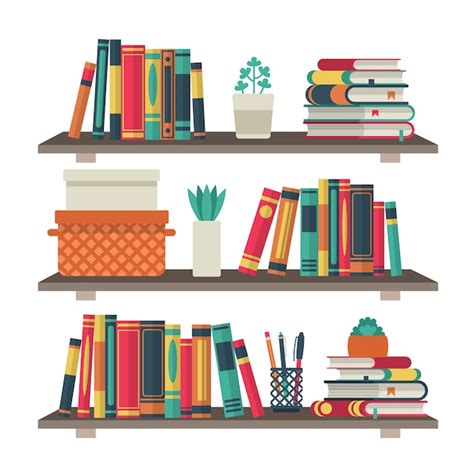 Premium Vector Bookshelves Shelf Book In Room Library Reading Book