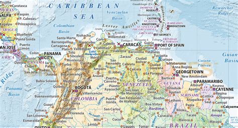 Caribbeancentral America Map With Political Colour Relief Illustrator