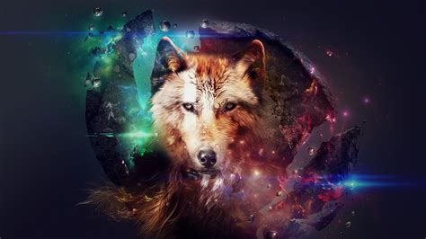 Fantasy animals, wolf, landscape, night, spirit. artwork, Wolf, Planet, Space, Fire, Stars, Fantasy Art ...