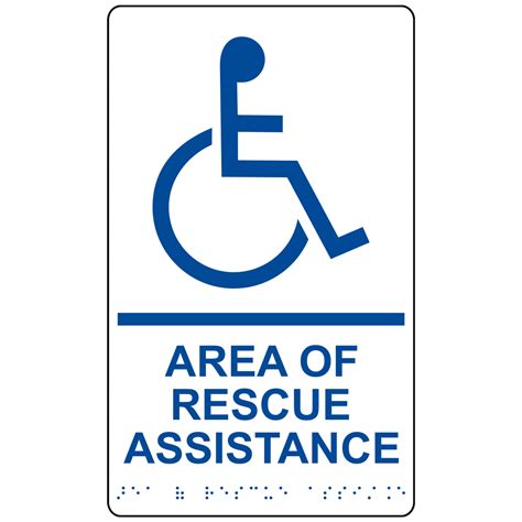 Ada Area Of Rescue Assistance Braille Sign Rre 915bluonwht